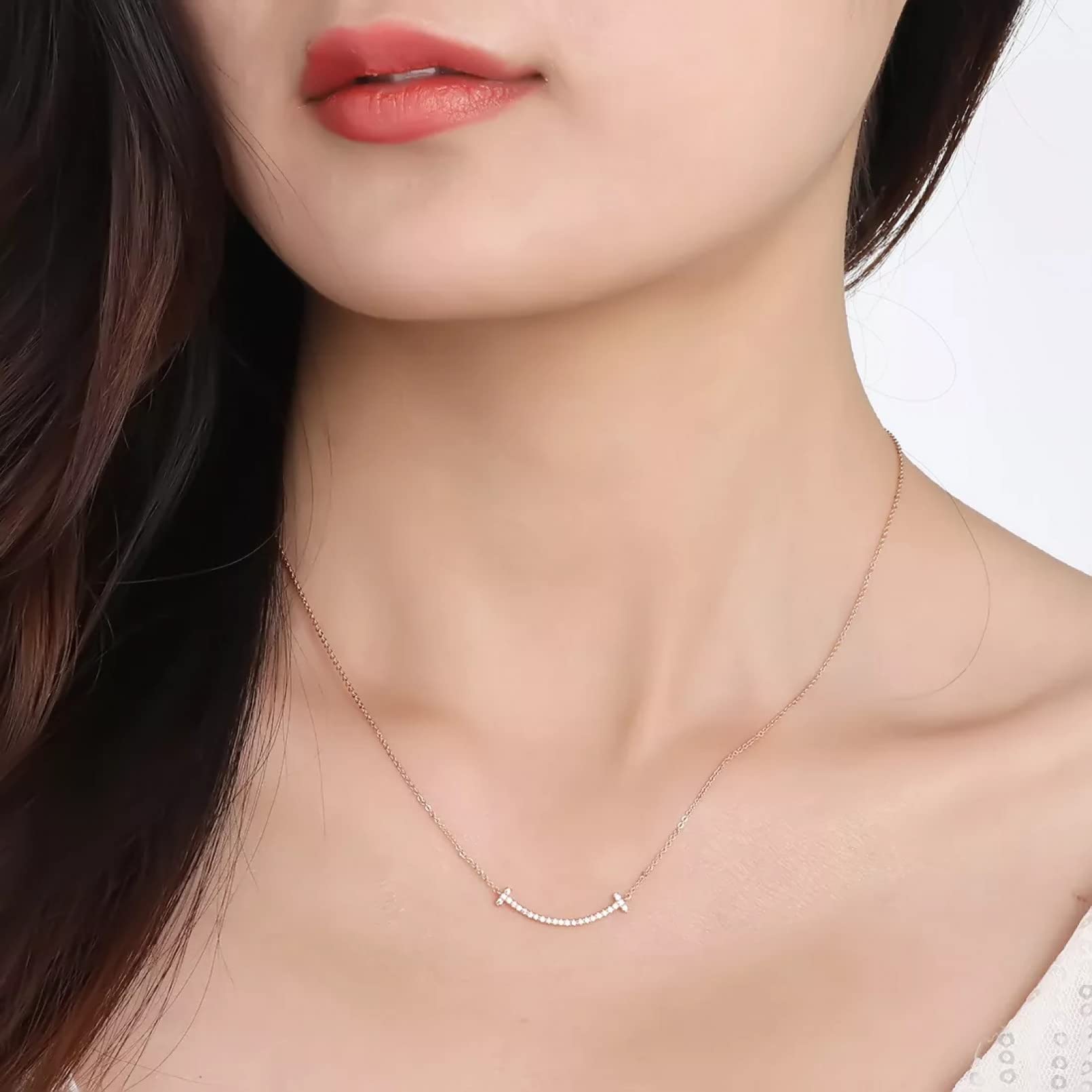 Halskette Mode S925 Silber Halskette und Ohrringe Set weiblicher Anhänger Schlüsselbeinkette Geschenk für Freundin