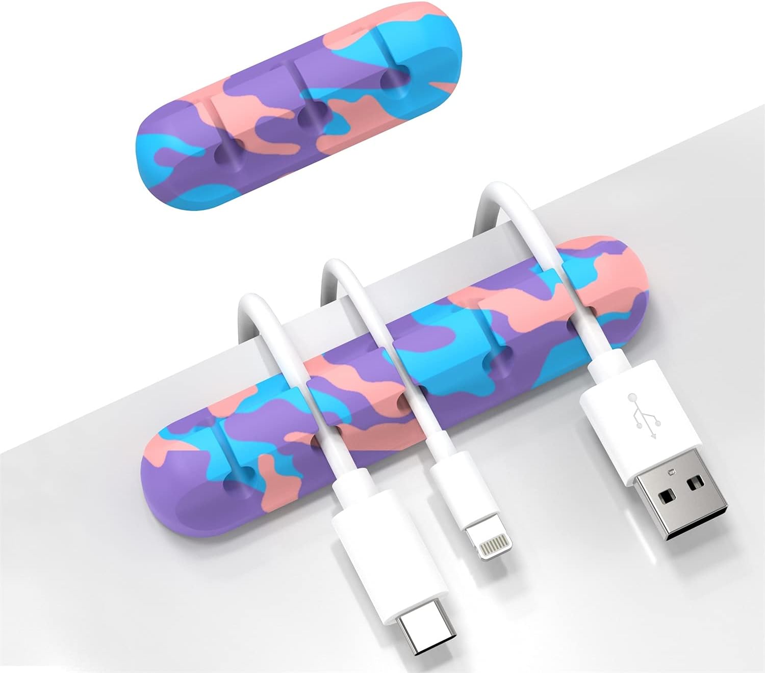 Cable Organizer, Cord Organizer Cable Management, Cable Clips USB Cable Holder Wire Organizer Cord Clips,(5, 3 Slots Colourful)