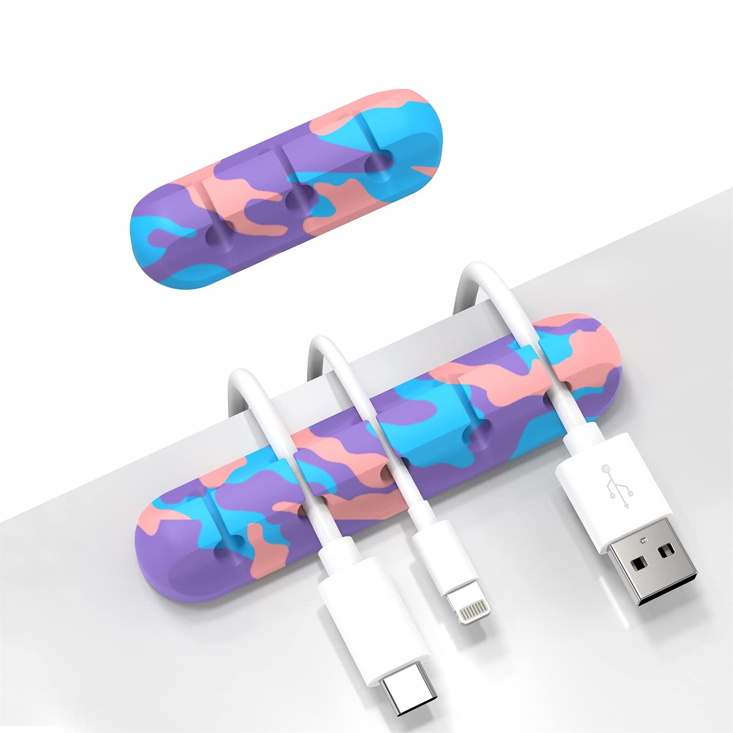 INCHOR Cable Organizer, Cord Organizer Cable Management, Cable Clips USB Cable Holder Wire Organizer Cord Clips,(5, 3 Slots Colourful)
