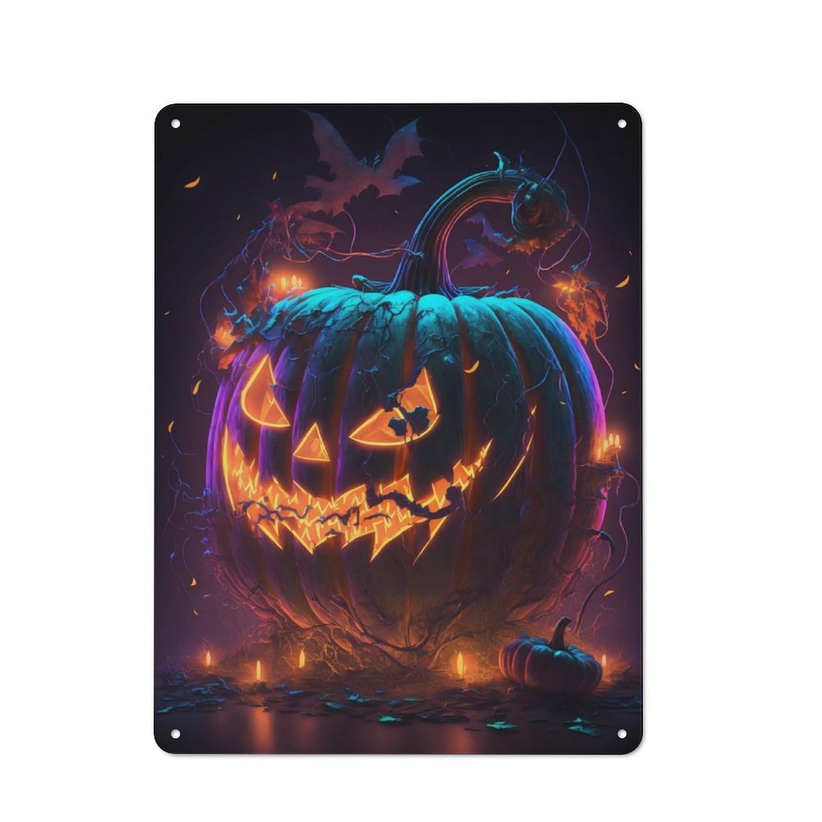 Junmoney Pumpkin Candles Vintage Tin Sign 40X30cm With For Garage Wall, Suited To People Furnishing A Garage