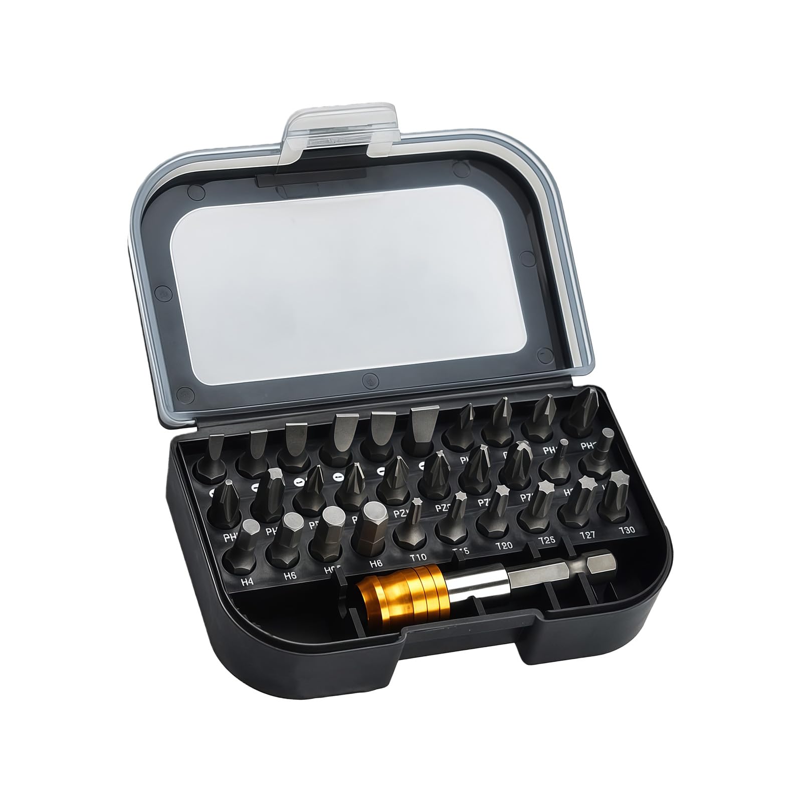 Portable 31 Piece Driver Bit Set, Storage Case Bits and Shank Adapter for Technician Portable Set
