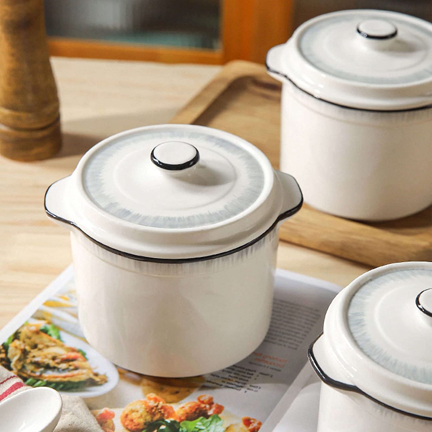 Bols à soupe en céramique, bols à petit-déjeuner, bols à nouilles, petit bol à soupe en céramique avec couvercle, bol à soupe à l'oignon français, passe au micro-ondes, petit bol à petit-déjeuner avec
