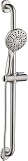 BRIGHT SHOWERS Slide Bar Shower Set with Handheld Shower Head, ADA-Compliant Stainless Steel Grab Bar, Adjustable Height and 69-Inch Hose, Brushed Nickel