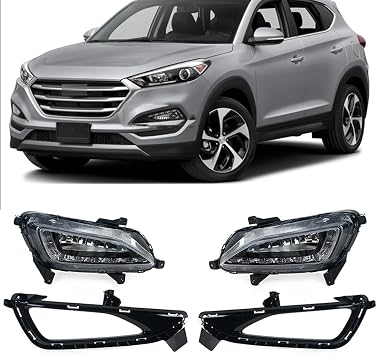 ZONTO 2PCS LED Front Bumper DRL Daytime Driving Running Lamp with Fog Light Frame Fog Light for Hyundai Tucson 2016 2017 2018
