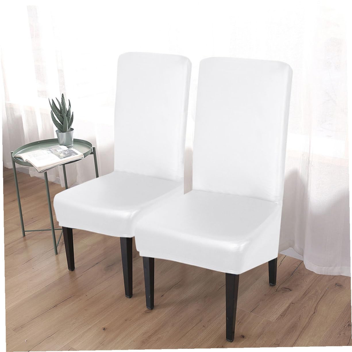 Ipetboom Color Blanco, Funda de Silla de PU Elástica 4 Piezas