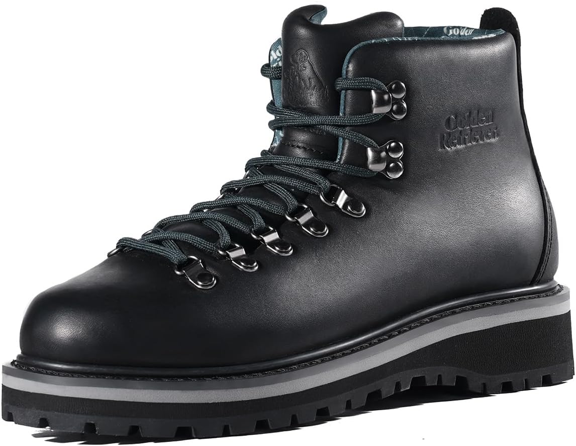 Golden Retriever Men’s 6'' Full-Grain Leather Outdoor Hiking Boots – CoolMax Lining, Slip-Resistant, Durable All-Terrain Work Style