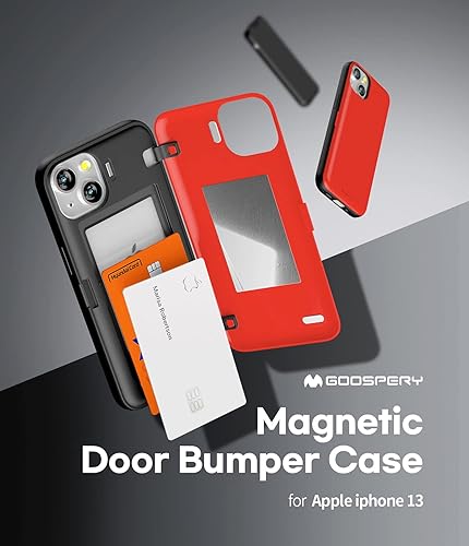 Miniatura 10 de GOOSPERY Parachoques magnético para puerta compatible con iPhone 13, funda con tarjetero, cierre automático de fácil imán, doble capa, resistente,