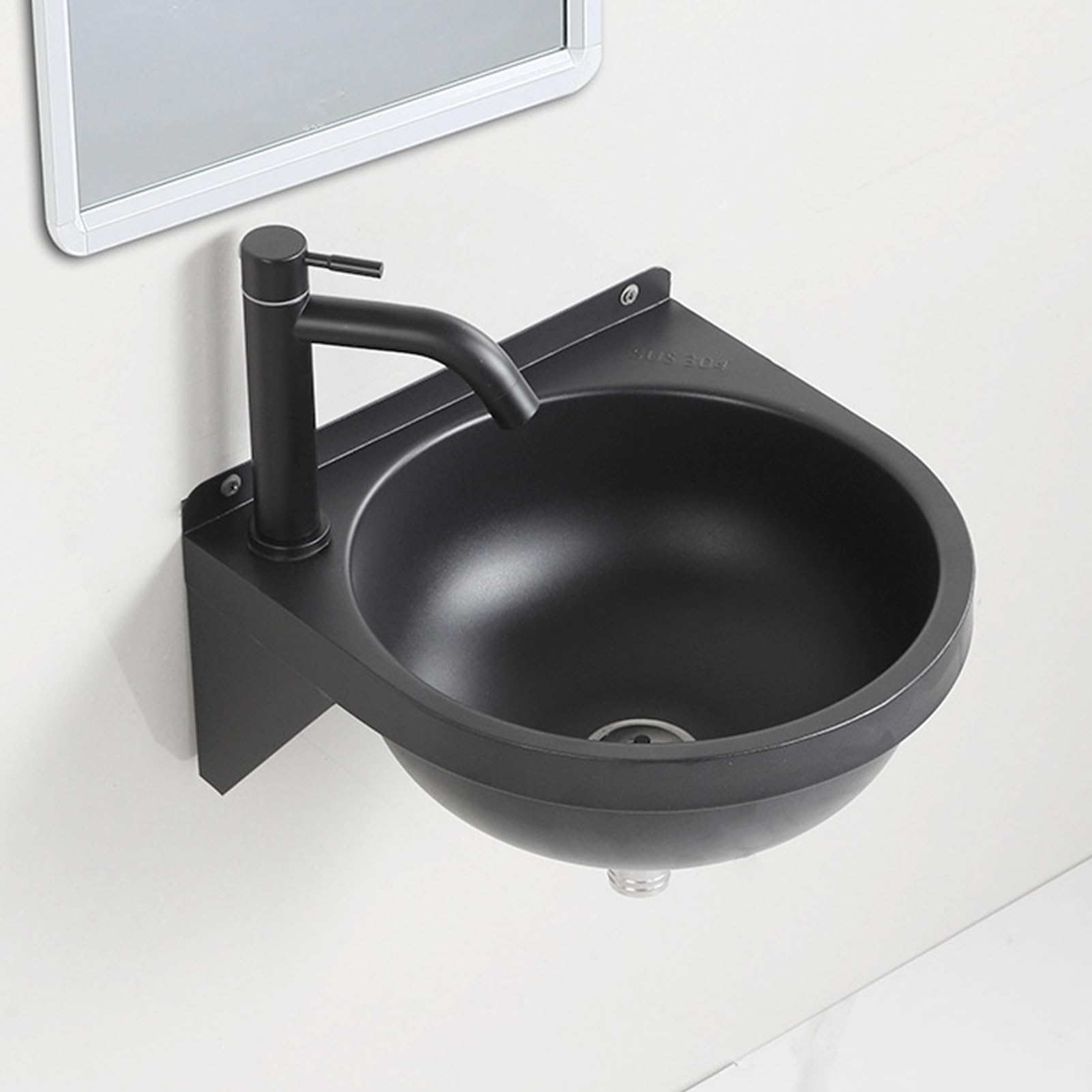 Lavabo ligero y contemporáneo, lavabo de montaje en pared, fregadero semicircular con construcción resistente, lavabo de baño portátil, accesorio de cuenco con estilo, lavabo para cocina y cafetería