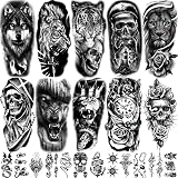 Briyhose 22 Sheets 3D Animal Realistic Temporary Tattoos for Men Women Half Arm Sleeve, Large Tribal