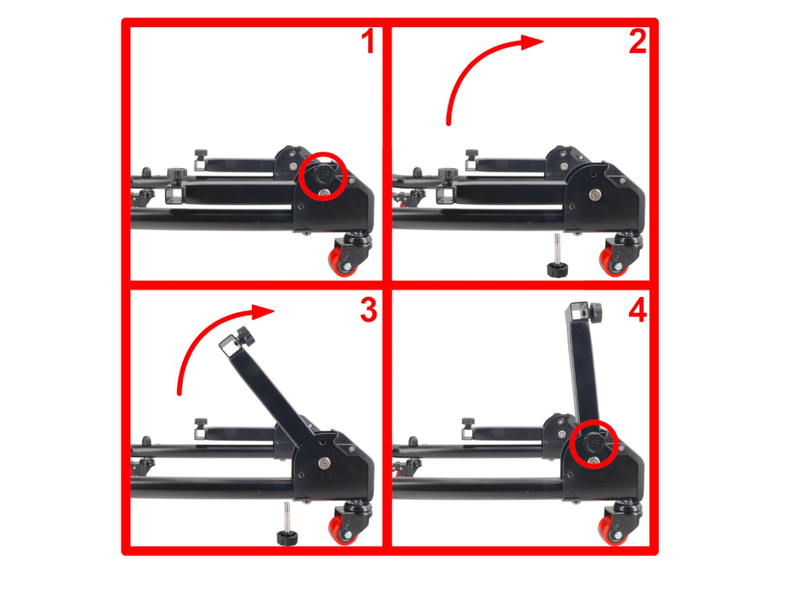 Area1 Motorradständer Set, Hinten & Vorne - 360 Grad drehbar auf Rollen - inkl. 2 Adapter für Diverse Motorräder, bis 300kg, hohe Stabilität und Festigkeit Schwingenadapter Motorradheber (Set2)