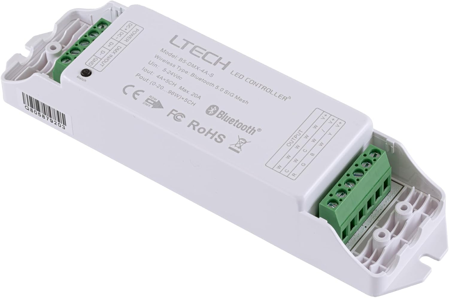 LTech B5-DMX-4A-S DMX/Bluetooth Constant Voltage LED Controller