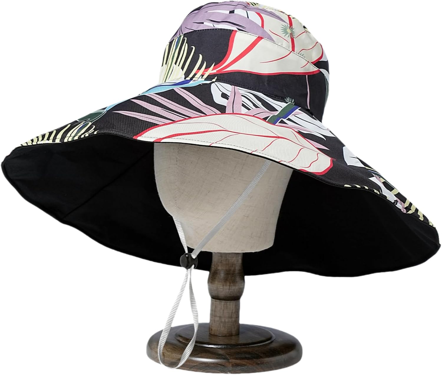 Reversible Floral Wide Brim Sun Hats for Women Packable UV Protection Hat Large Wired Edge Summer Beach Bucket Hat image 5