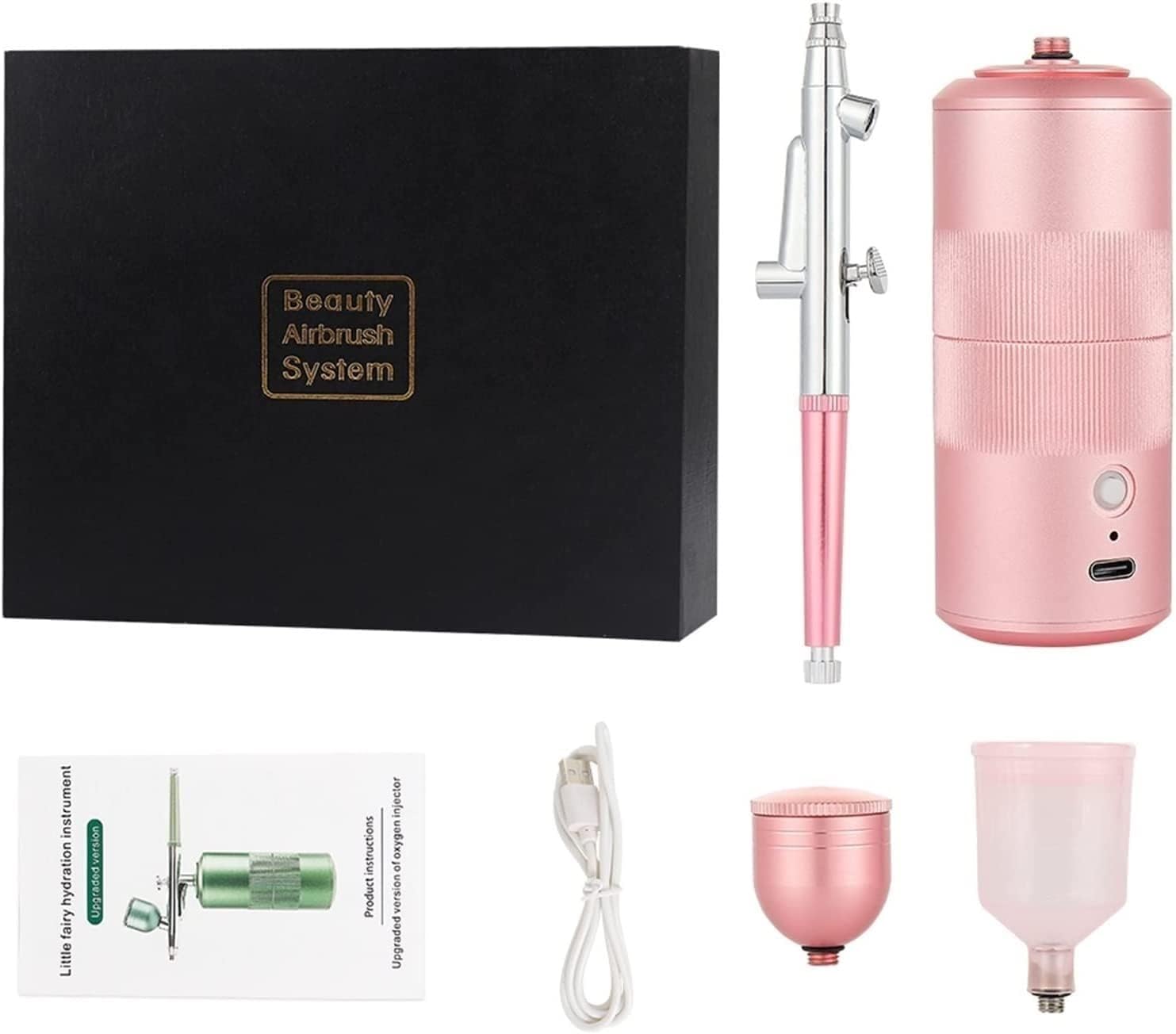 Airbrush Kit Airbrush Kit Mini Airbrush Compressor Kit for Nail Art Tattoo Cake Makeup Art Craft for Nail Art, Makeup, Painting, and Cake Decorati(Pink)