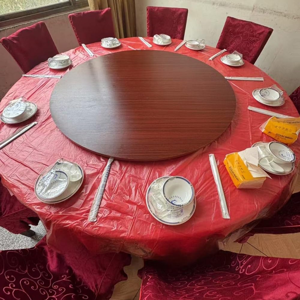 Bandeja giratoria de madera de 127 cm, mesa de comedor de 70 cm, plato giratorio silencioso para mariscos y aperitivos, elegante acabado blanco