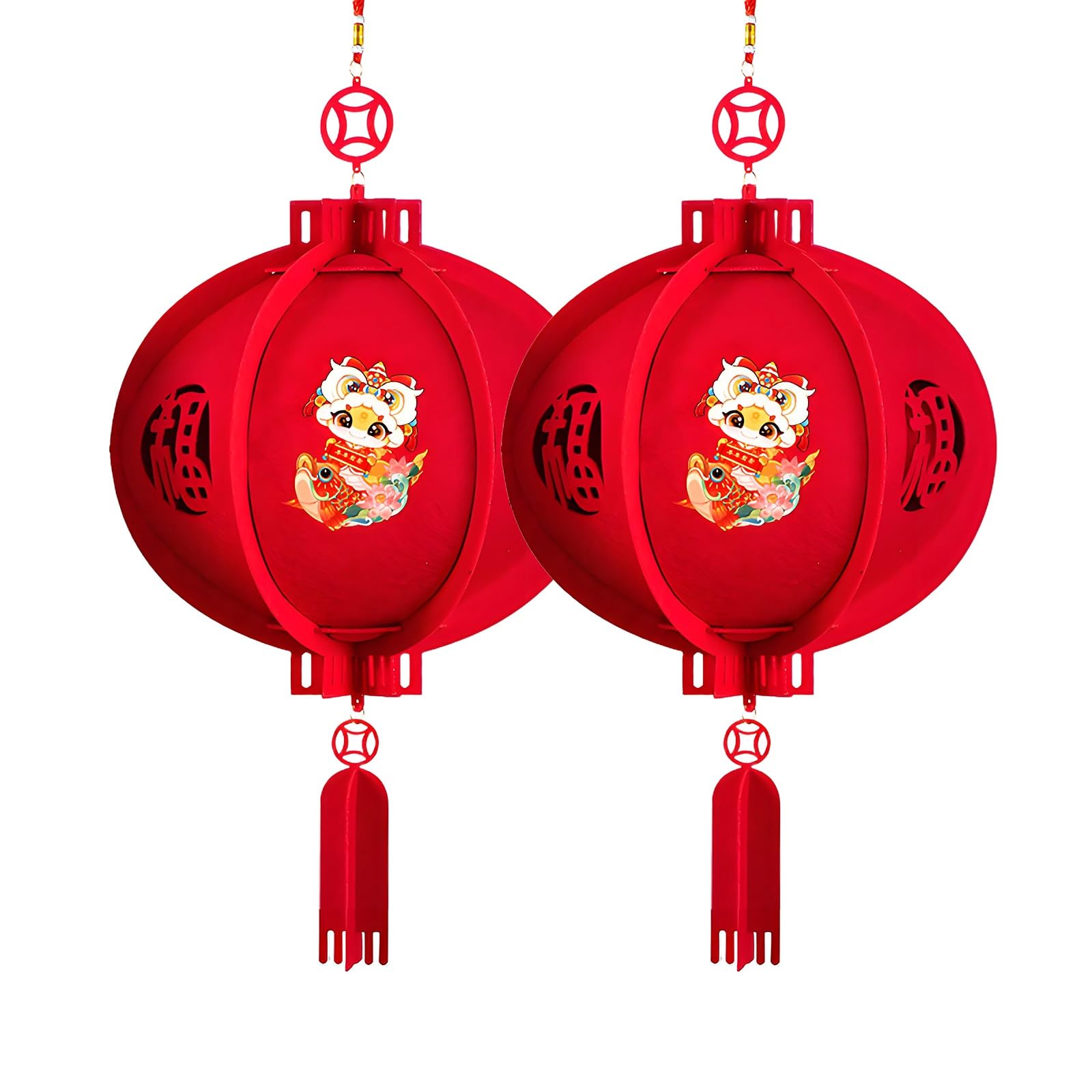 SBZIOJHDR Chinese-style lanterns, Exquisite Red Lantern, Durable Chinese Lanterns Round, Snake Year(D)