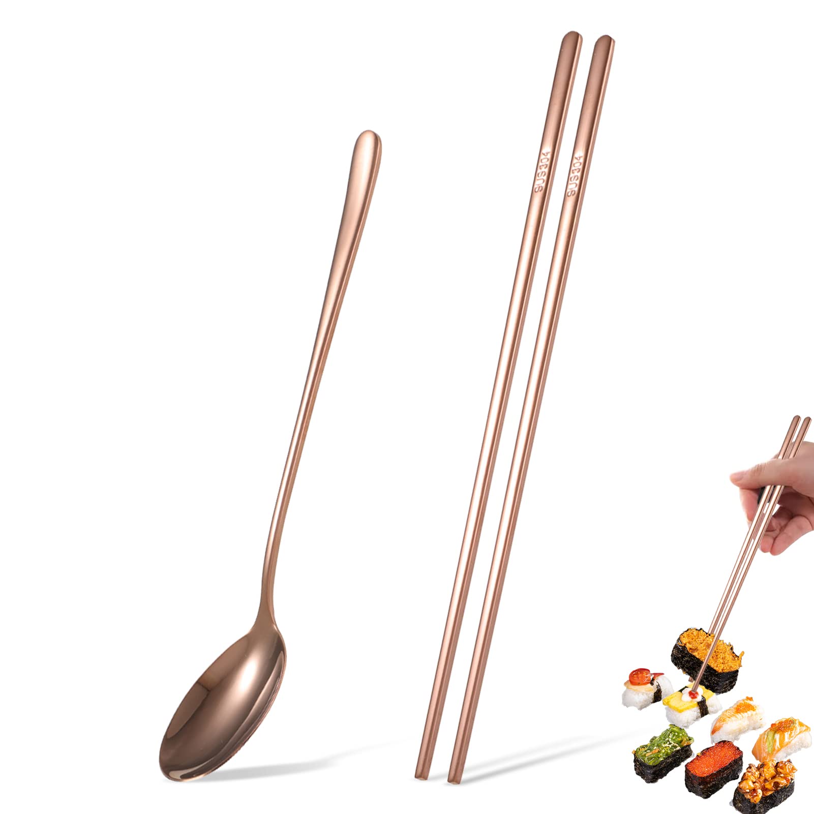Roestvrijstalen eetstokjes set Japanse Sushi Gouden Eetstokjes Servies Set (Roze