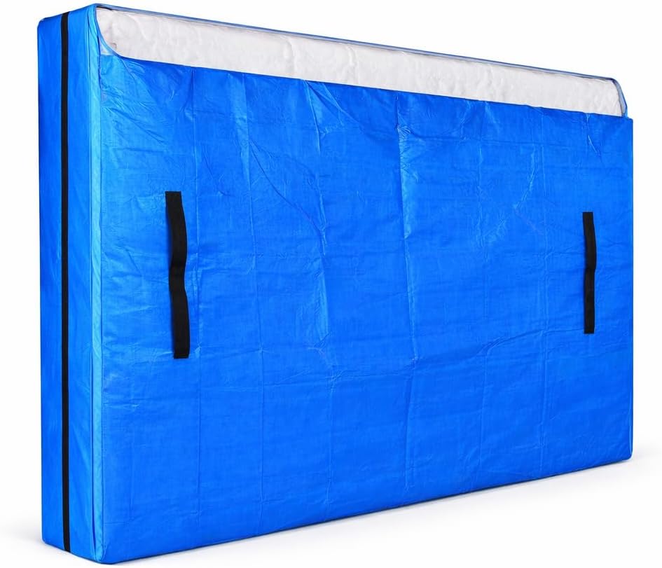 Heavy Duty PE Queen Mattress Bag for Moving & Storage with Zipper – 4 Reinforced Side Handles, Reusable Waterproof Mattress Protector Cover, Fits 82" x 63" x 15"