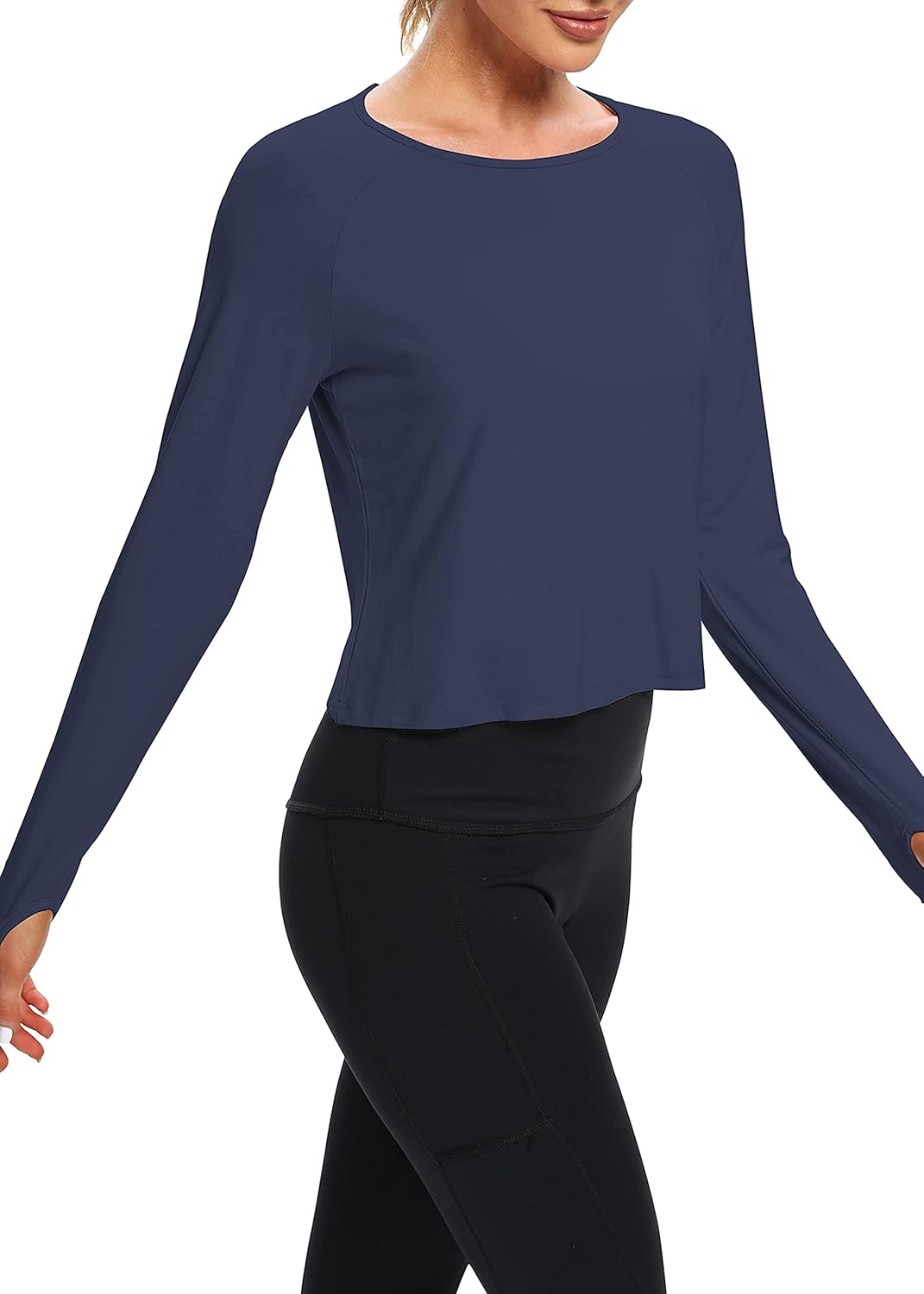 Bestisun Long Sleeve Workout Running Shirts Athletic Yoga Gym Crop Tops for Women - Image 2