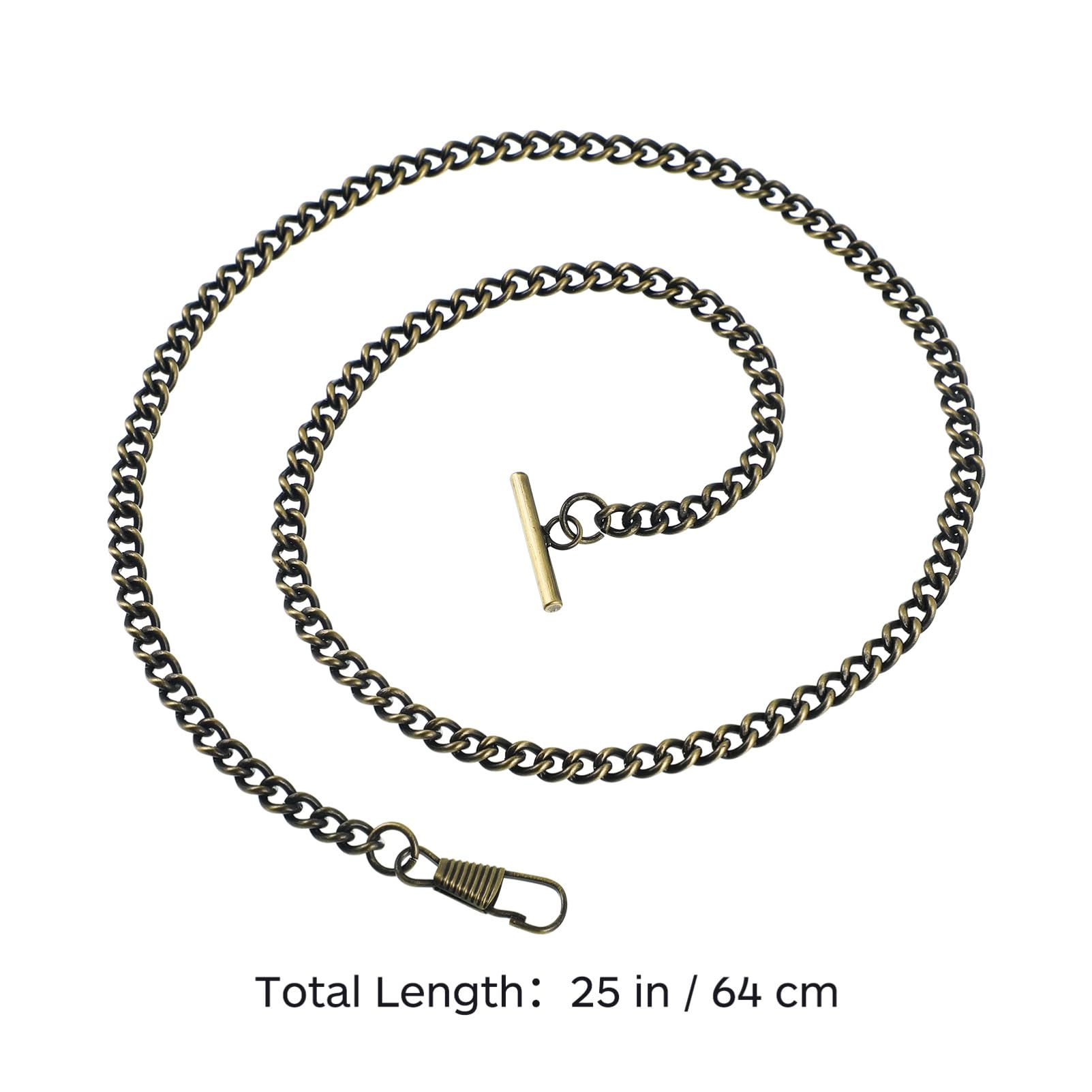 WOFASHPURET 65cm Metal Pocket Watch Chain Chain Belt for Men Women Vintage T-bar Buckle Jeans Belt