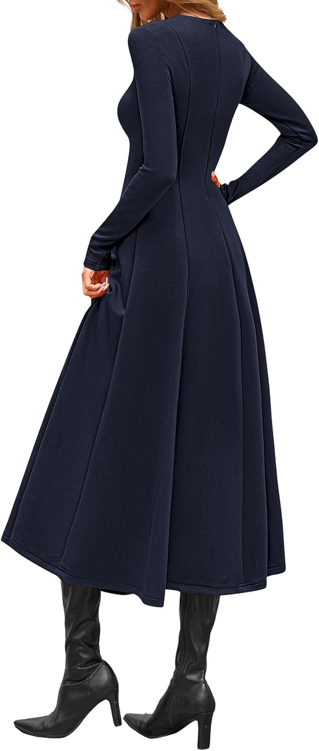 PRETTYGARDEN Women's Fall Long Sleeve A Line Midi Elegant Cocktail Dress image 5