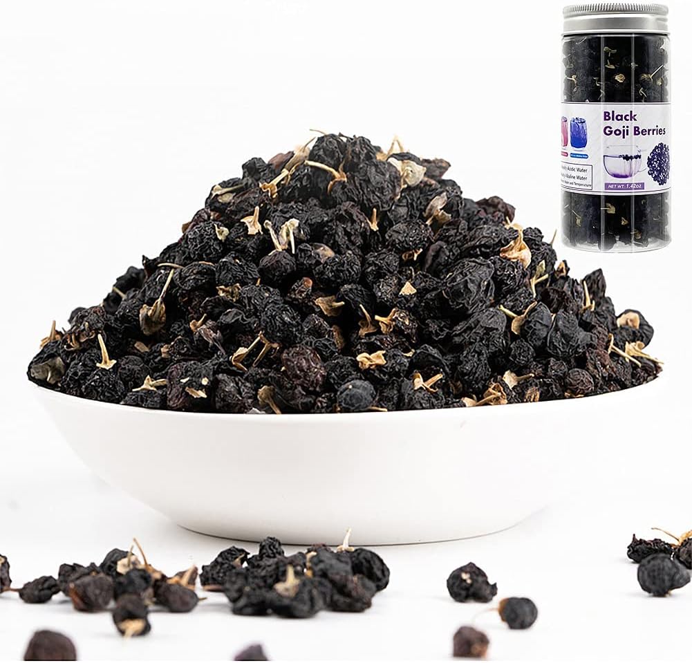 2.82oz Dried Black Goji Berries Tea Medlar| Herbal Wild Black Wolfberry Tea Chinese Ningxia Full Nutrients Health Benefits