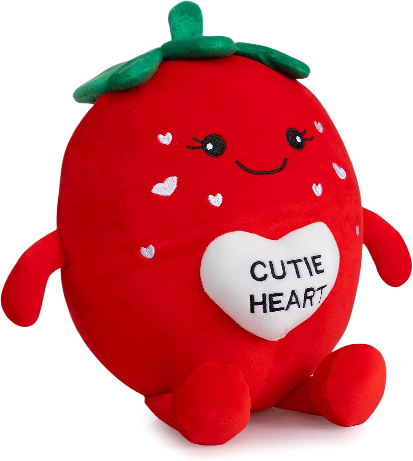 Valentines Day Strawberry Plush Toys 17 Inches Cute Fruit Stuffed Animal with Red Heart Soft Plush Strawberry Pillow Valentines Gifts for Girlfriend Boyfriend Lover - Image 8