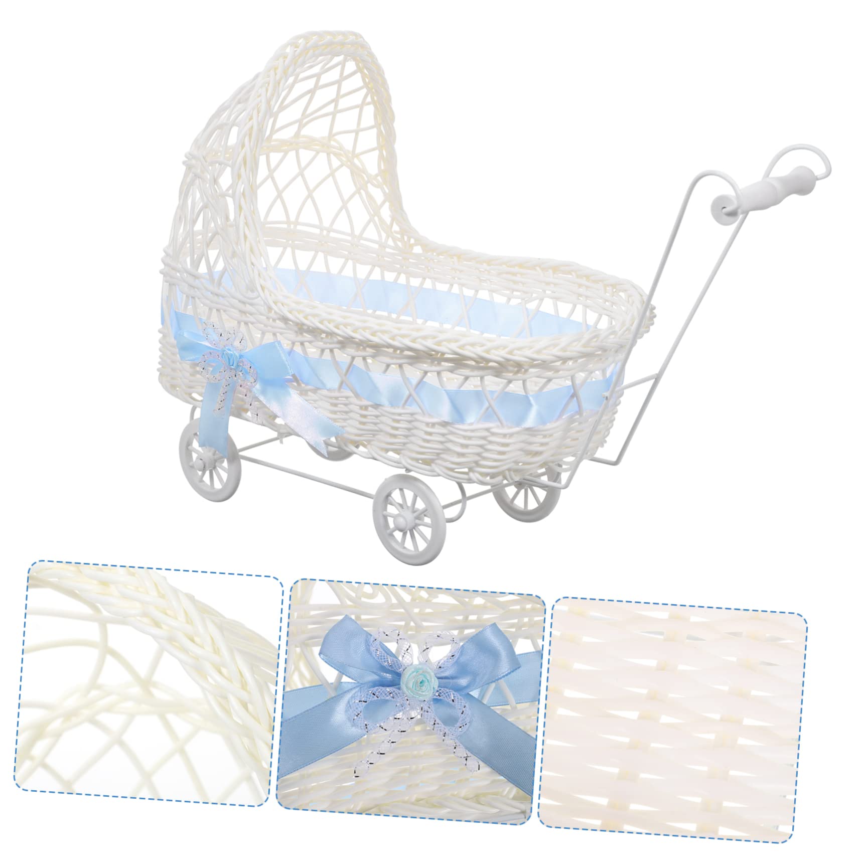 Cesto Intrecciato per Baby Shower Carrello a Forma di Cestino per Caramelle Bomboniere Piccolo Cestino per Fiori per La Decorazione della Casa