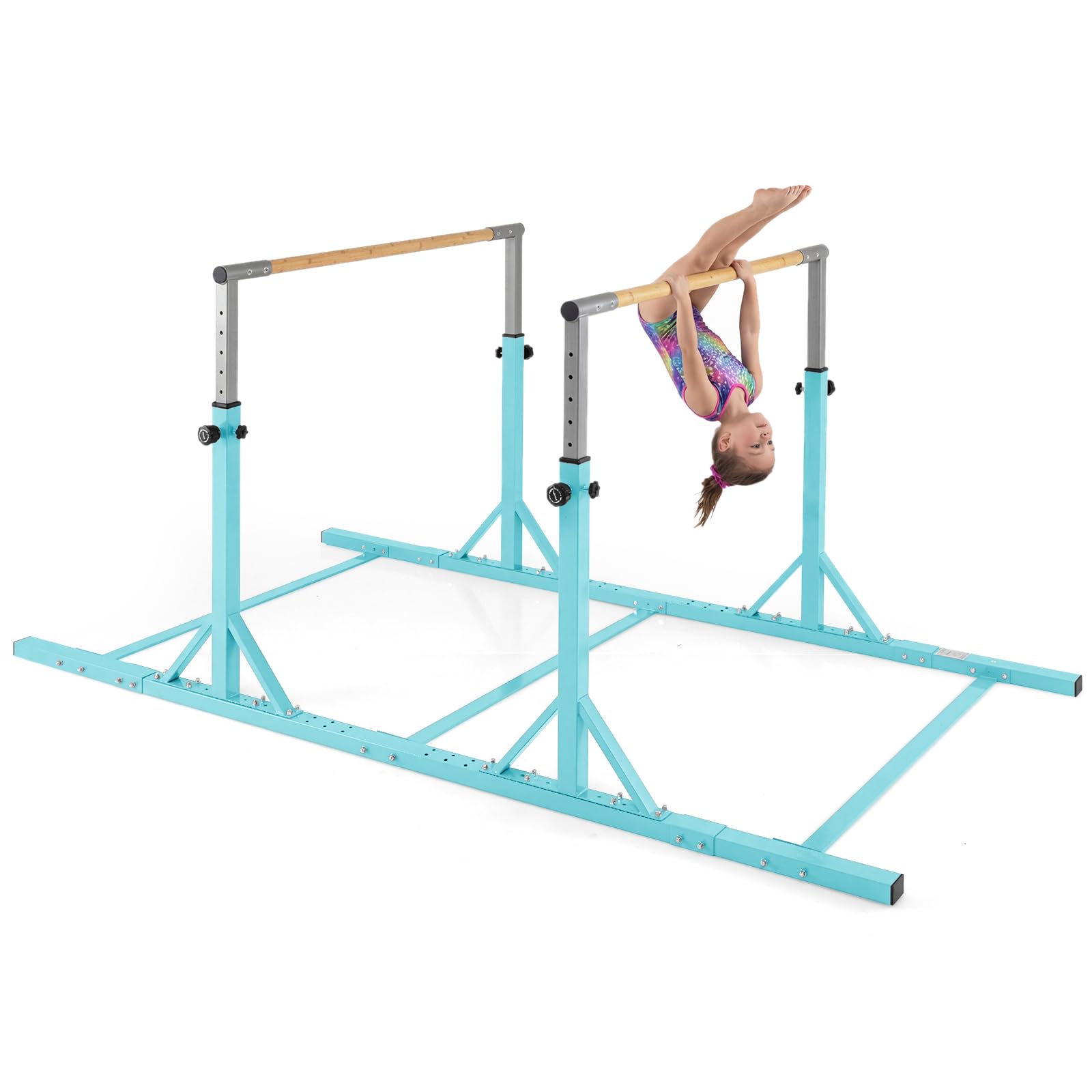 COSTWAY Sbarre Parallele Ginnastica per Bambini, Barre Doppie Ginnastica per Casa con Altezza Regolabile a 13 Livelli e Larghezza Regolabile a 6 Livelli, per Bambini 3+ Anni, Portata 160kg