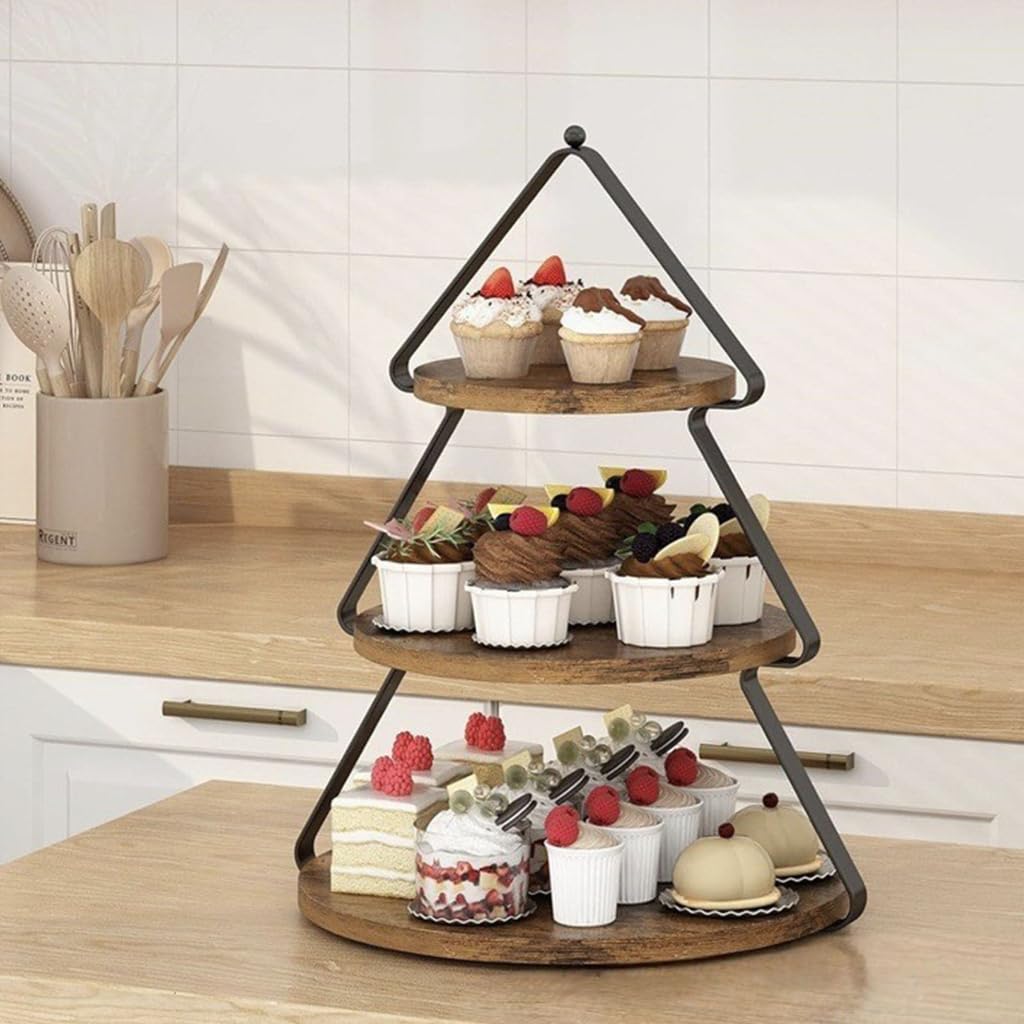 Plateforme de fête portable en bois 3 niveaux pour présenter des mini gâteaux bonbons et des heures d'œuvre