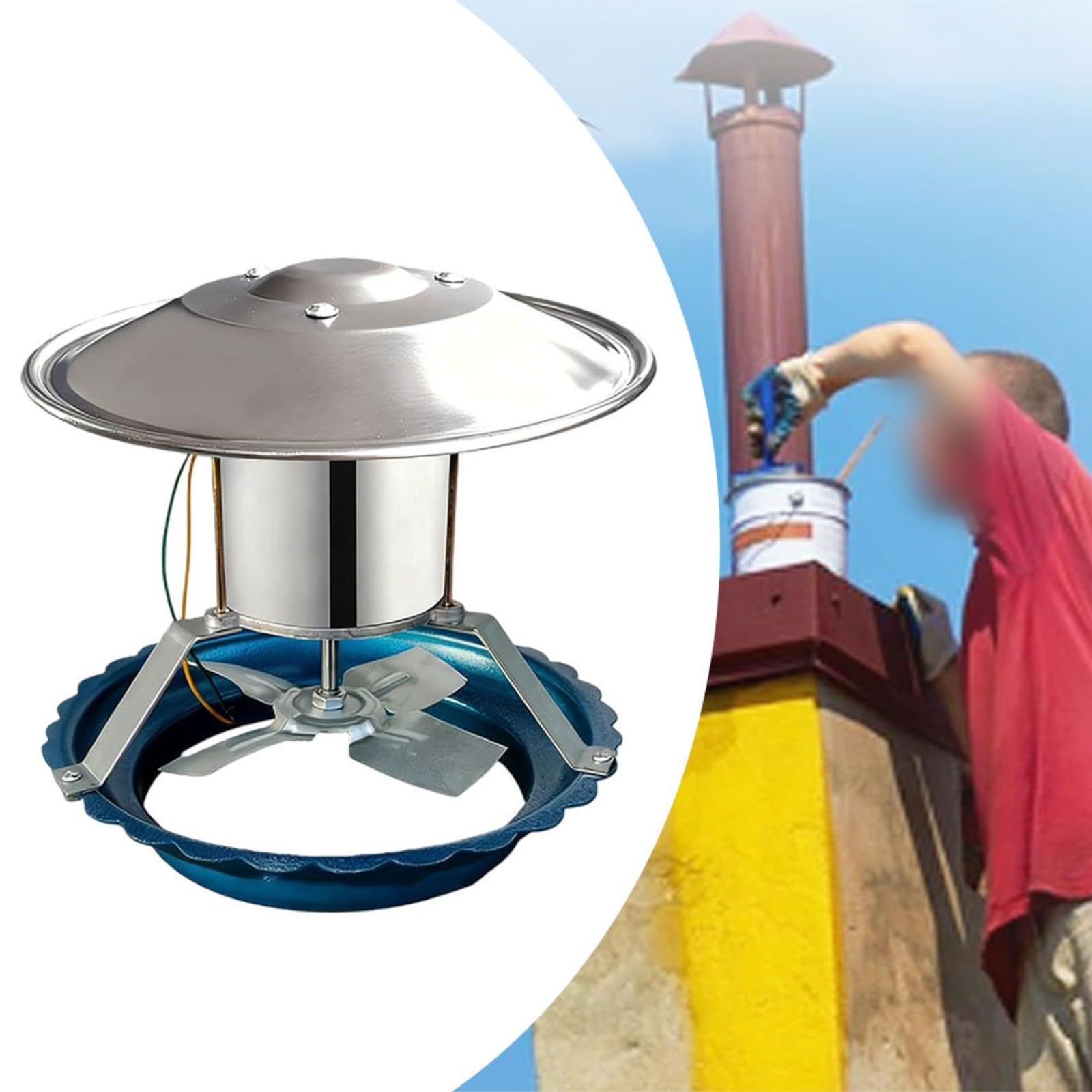Ventilateur d'échappement de cheminée en acier inoxydable 120 W avec noyau en cuivre silencieux compatible avec les poêles à bois, cheminées, foyers