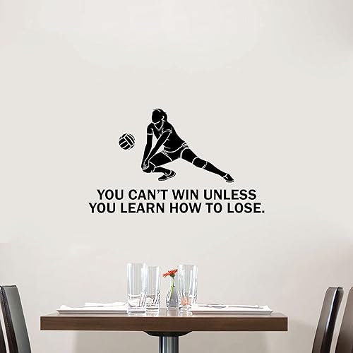 Miniatura 3 de Calcomanía de vinilo con texto en inglés "You Cant Win Unless You Learn How To Lose Voleibol Player" - Vinilo decorativo para pared, diseño de