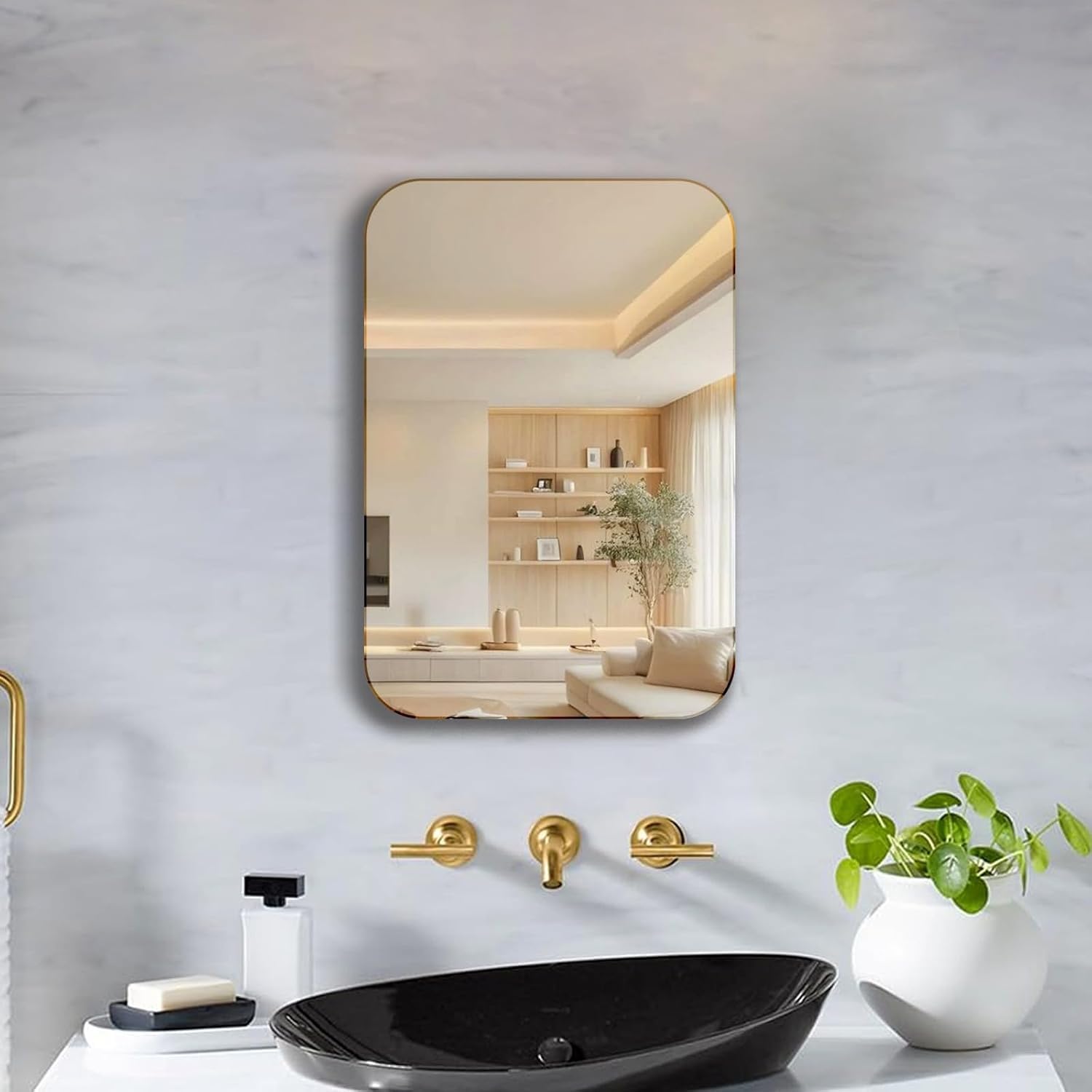 Stylish Global Mirror for Bathroom Decorative Mirror for Washbasin, Livingroom, Homedecor, Bedroom Wall Mount.