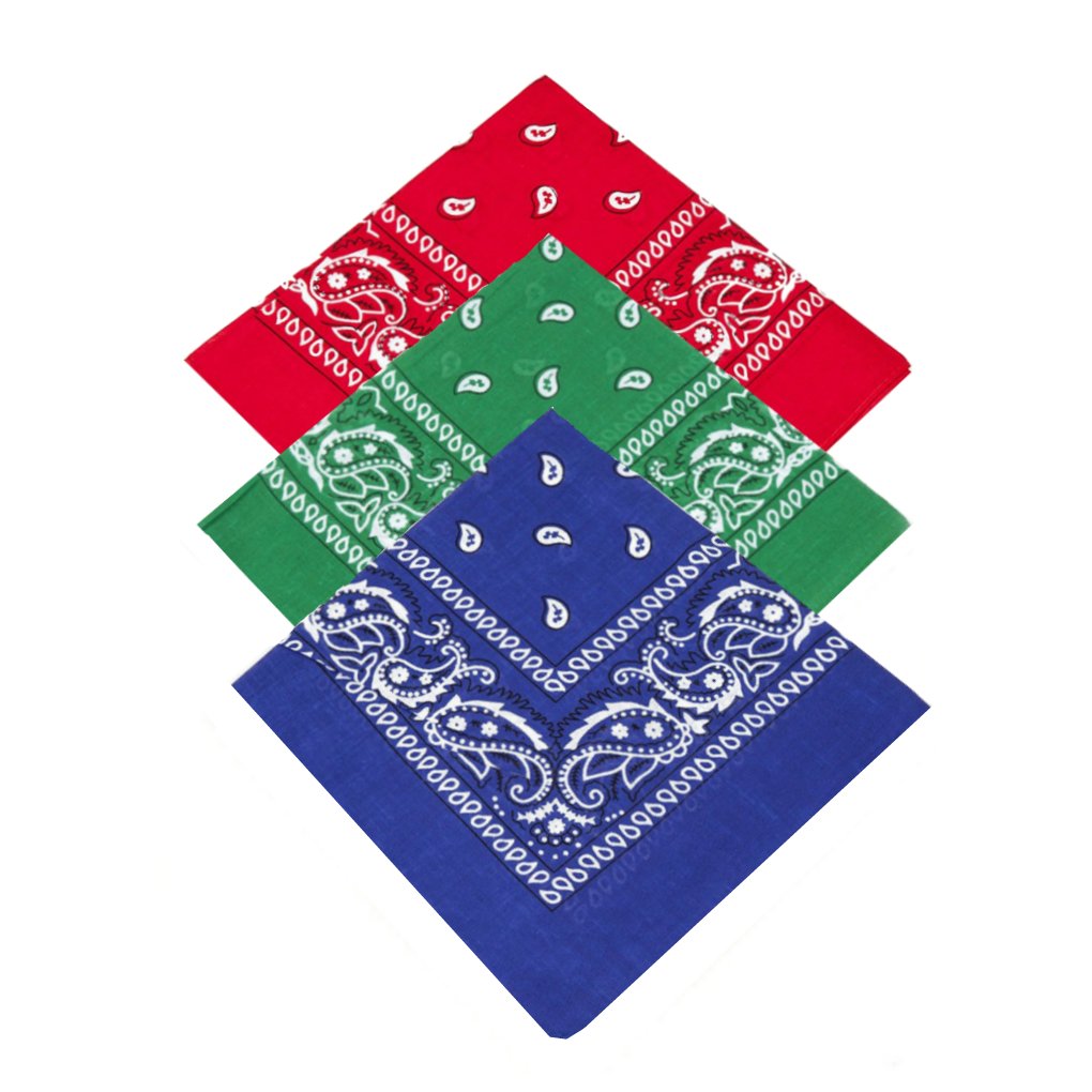 Buckingham Boutique Unisex Red,Green,Blue Pack Of 3 X Bandanna With Paisley Design For Men/Women Children Patterned Bandana Head Scarf/Neck Scarf/Neckerchief/Handkerchief/Head Tie 100% Cotton (Red,Dark Green,Royal Blue)