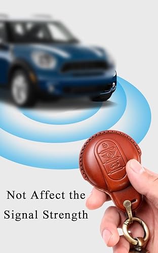 Miniatura 4 de SANRILY Funda para llave para BMW Mini Cooper 2016-2021 Clubman Countryman con tapa dura, convertible sin llave, funda protectora de cuero para