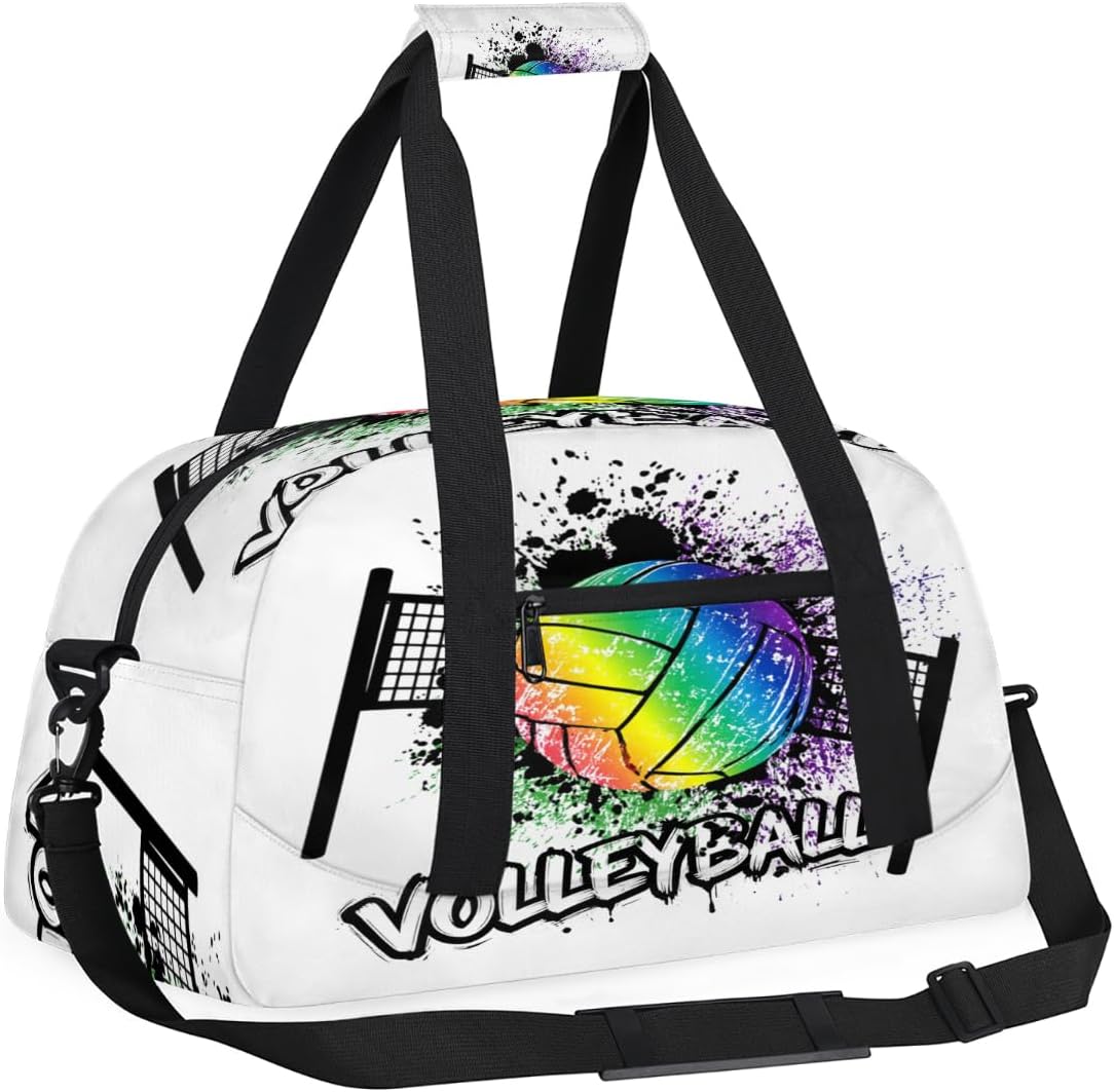 Volleyball Sport Ball Gym Duffel Bag for Women Men - Small Travel Sports Getaway Overnight Weekender Workout Dance Bag for Boys Girls Kids Teens