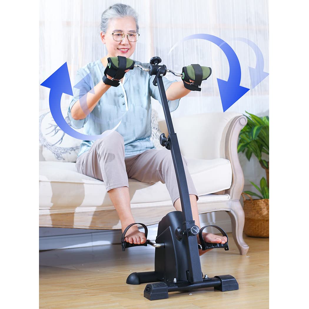 LANGWEI Bicicletas Estáticas para Personas Mayores De Uso Doméstico, Ejercitadores De Pedales Ajustables Equipo De Rehabilitación Física para Recuperación De Manos, Brazos, Piernas Y Rodillas