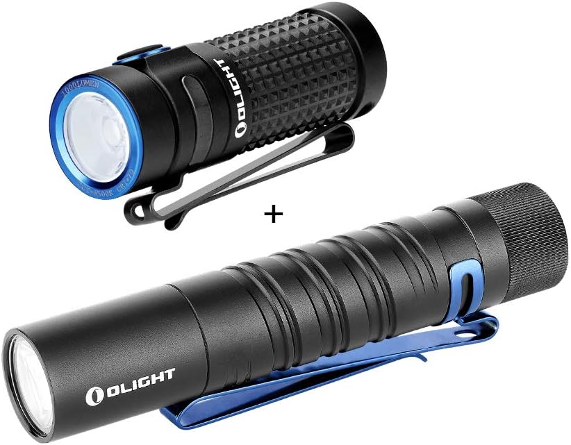 OLIGHT I5T EOS 300 Lumens Slim EDC Flashlight Bundle with S1R II 1000 Lumens Rechargeable Compact Torch