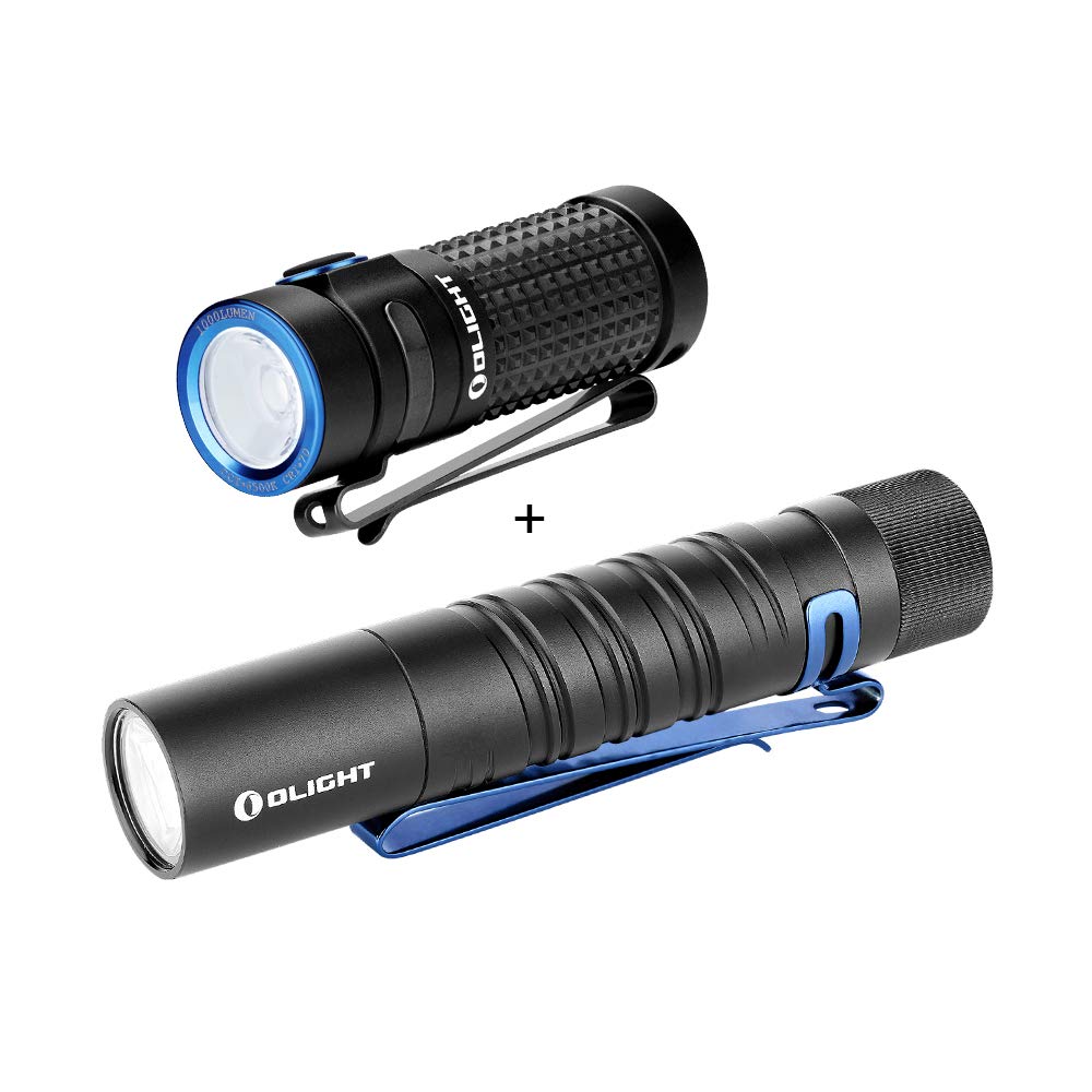 OLIGHT I5T EOS 300 Lumens Slim EDC Flashlight Bundle with S1R II 1000 Lumens Rechargeable Compact Torch