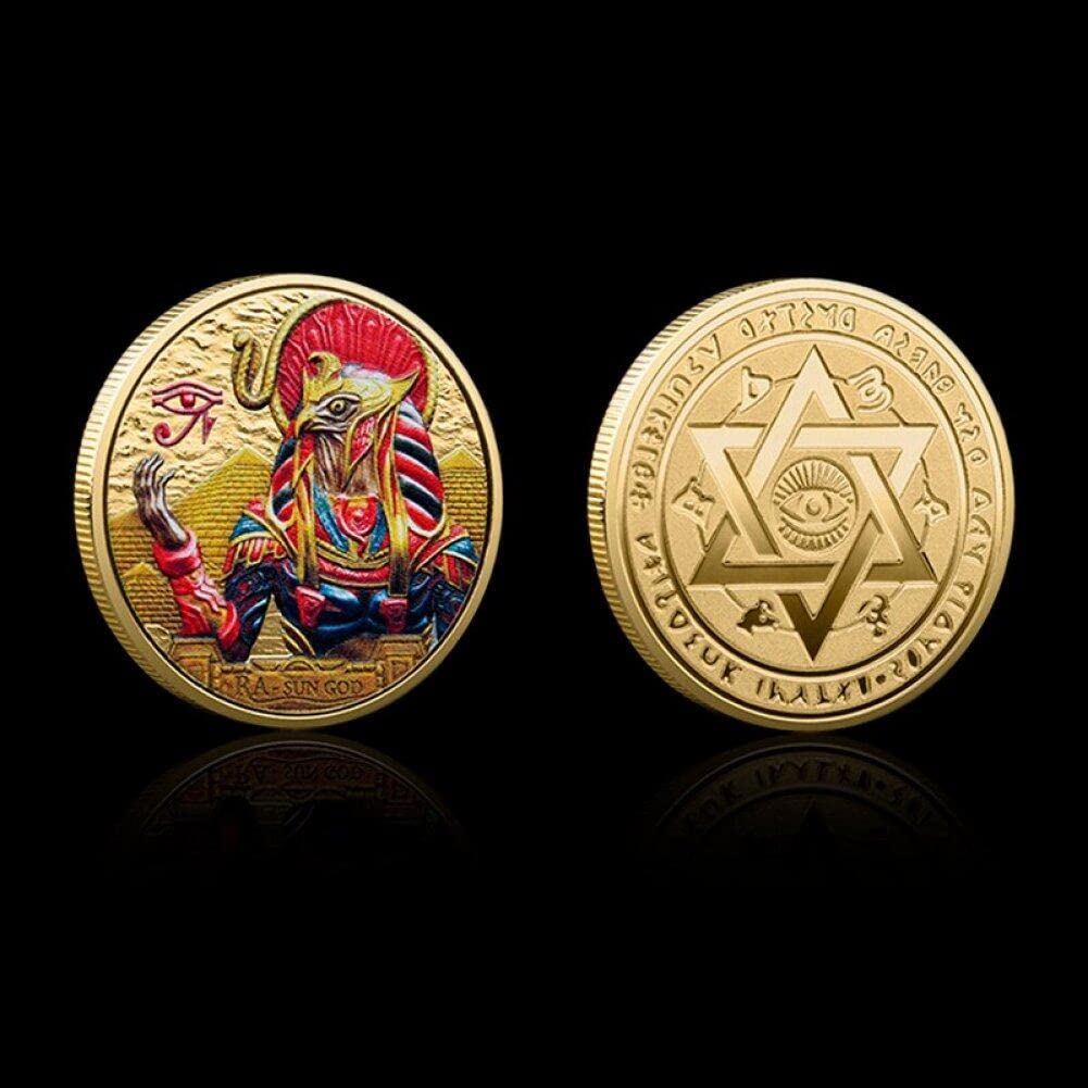 Moneda Pintada del Dios del Antiguo Egipto, Monedas Conmemorativas del Dios Ra-, Insignia De Oro Y Plata, Artesanía De Metal Coleccionable