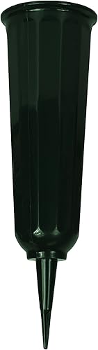 Miniatura 2 de Juego de 2 jarrones verdes para cementerio, 9.75 x 3 pulgadas, incluye estaca, verde para mezclar con césped, Black Duck Brand (verde, 2)