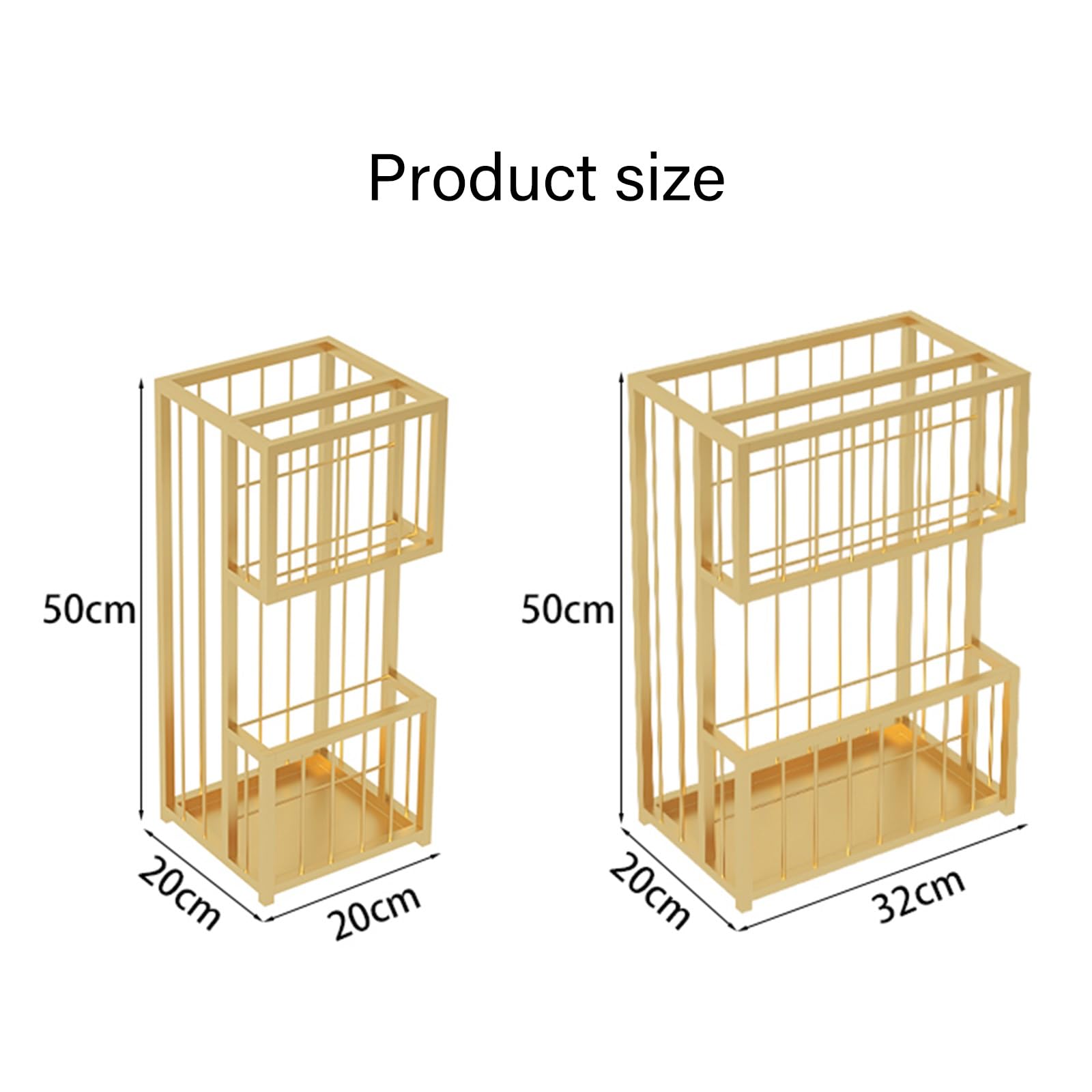 Portaombrelli in Metallo a Doppio Strato con Ampia capacità, Adatto per ingressi: Un Design d'interni Elegante, Ideale per Hotel e Locali Commerciali, Misura 20x20x50 cm (8x8x20 Pollici).