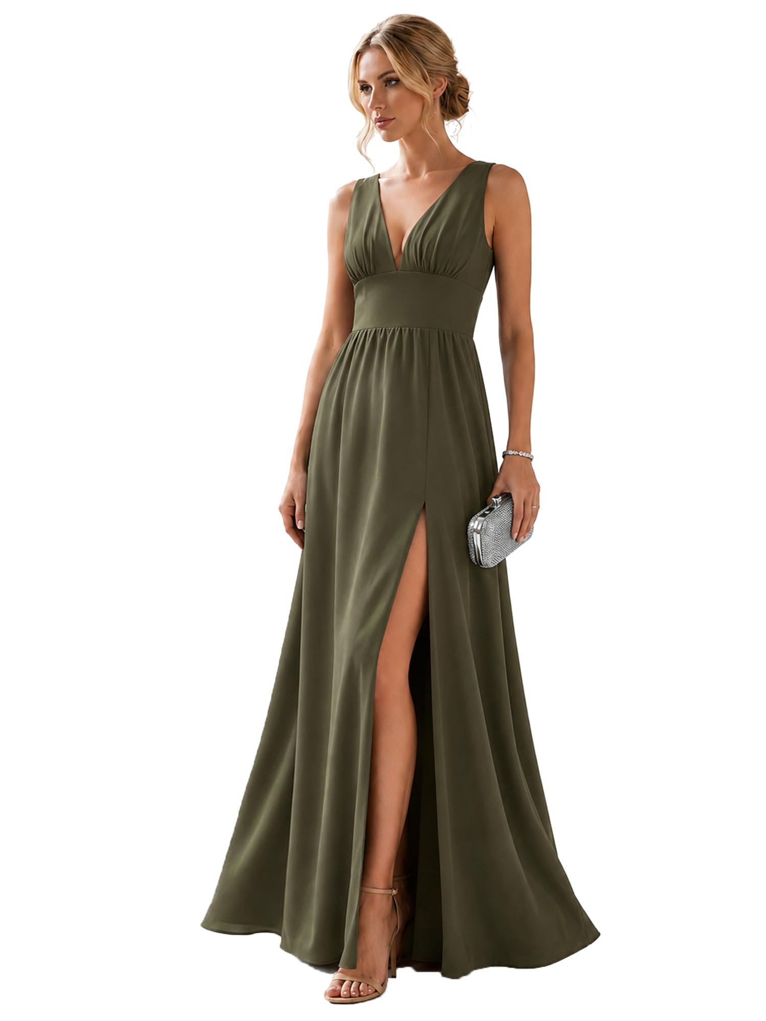 Ever-Pretty Women's V Neck Sleeveless Formal Dress Wedding Guest Dresses