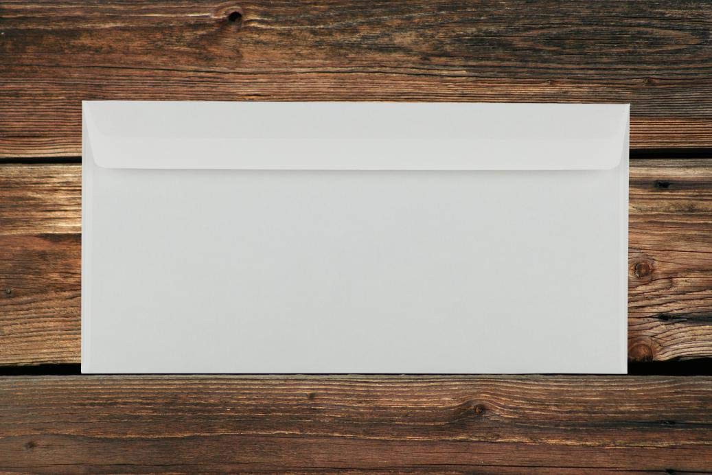 Umweltfreundliche Naturelle Briefumschläge/hellchamois-creme / 110x220 mm (DL) / brauner Innendruck/mit Abziehstreifen/haftklebend / 500 Stück