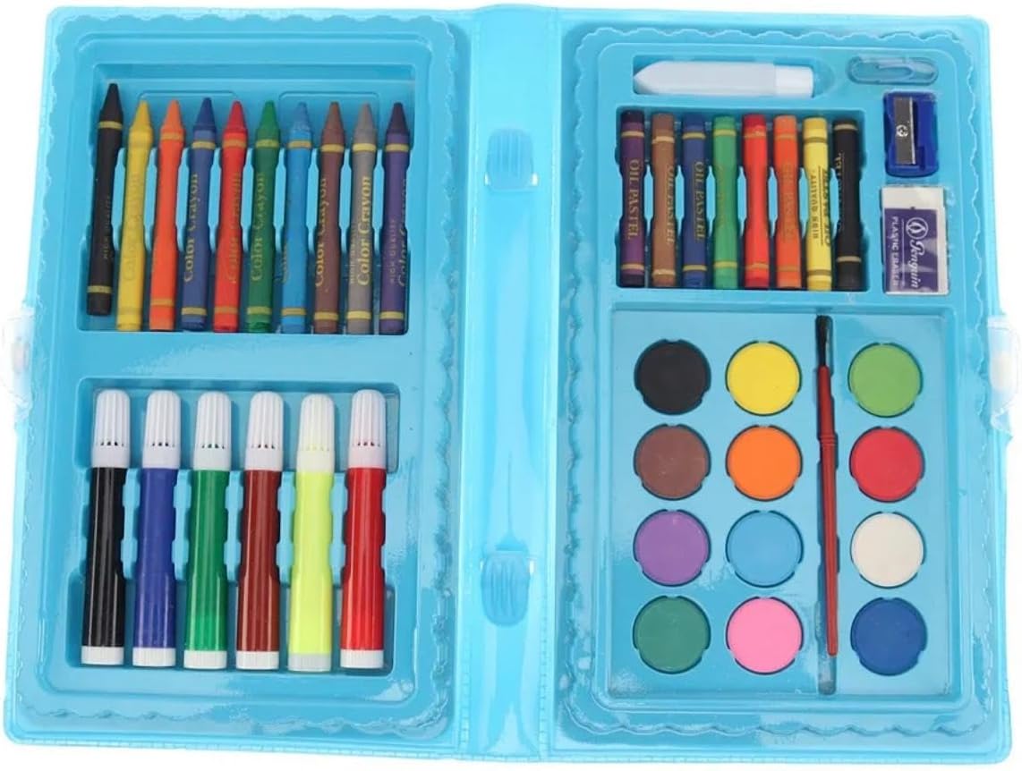KIDOODLE Unicorn Printed 42-Piece Kids Art Set | Drawing & Painting Color Kit | Portable Painting Box for Kids | Best Return Gift for Boys & Girls