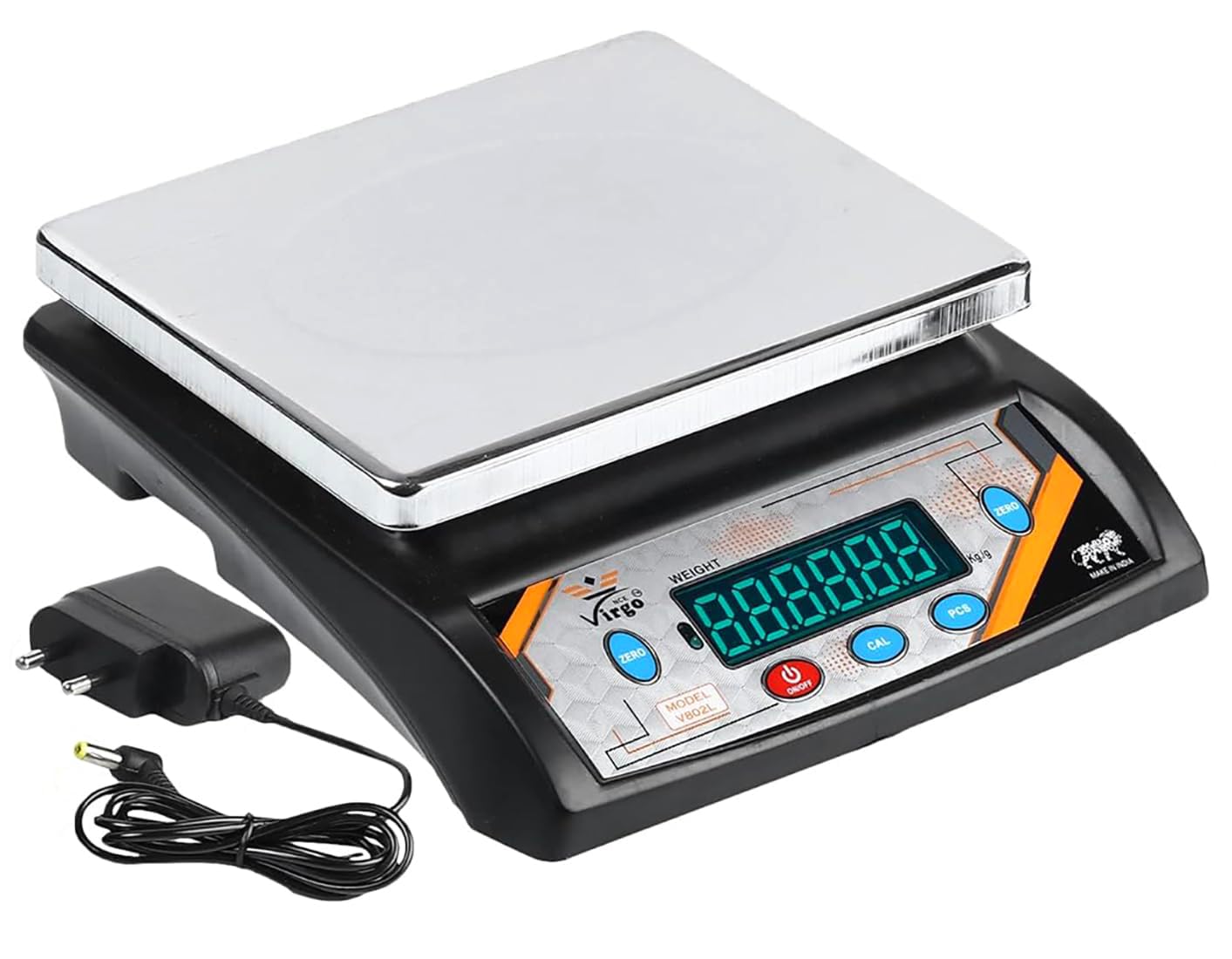 GVC 30Kg x 2g High Accuracy Counter Weight Scale with 2 Days Battery Backup - Upto 1 Year Warranty for for Shop, Home Weighing Scale - Computer Vajan Kata (Black)