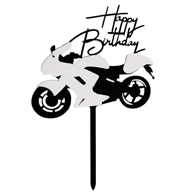 Acrylic Motorcycle Cake Topper Scooter Happy Birthday Cake Decorations