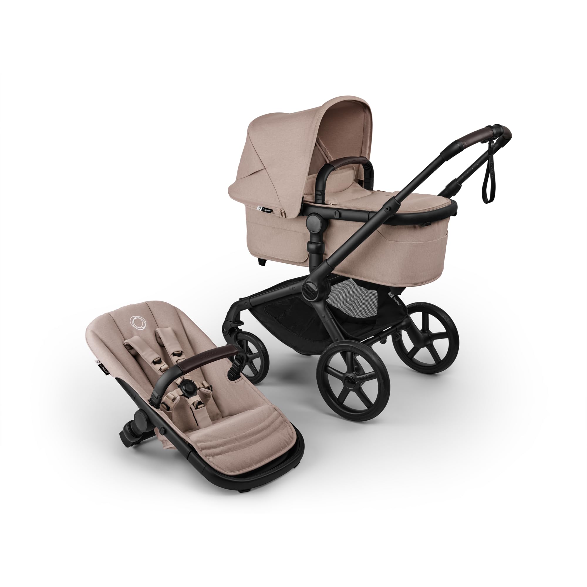 Bugaboo Fox 5 Renew, Passeggino Multi-​Terreno 2 in 1 per Bambini, Chiusura Facile, Navicella Spaziosa, Seduta da Bambino Estensibile, Telaio Nero e Cappottina Desert Taupe Melange