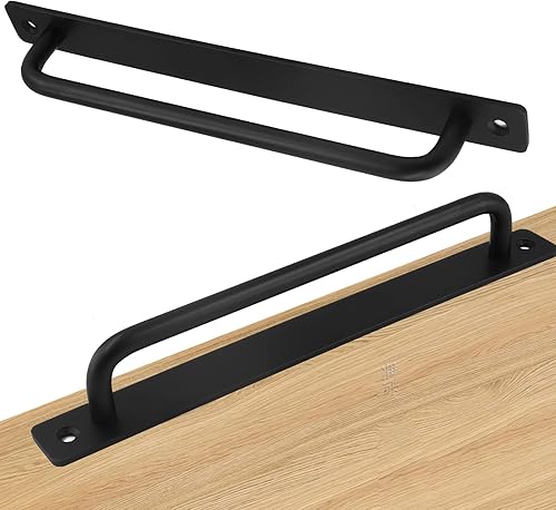 Miniatura 2 de Paquete de 2 tiradores de puerta de granero de 8.8 pulgadas, manijas de garaje de base larga para cobertizo, puerta con tornillos de montaje (8.819