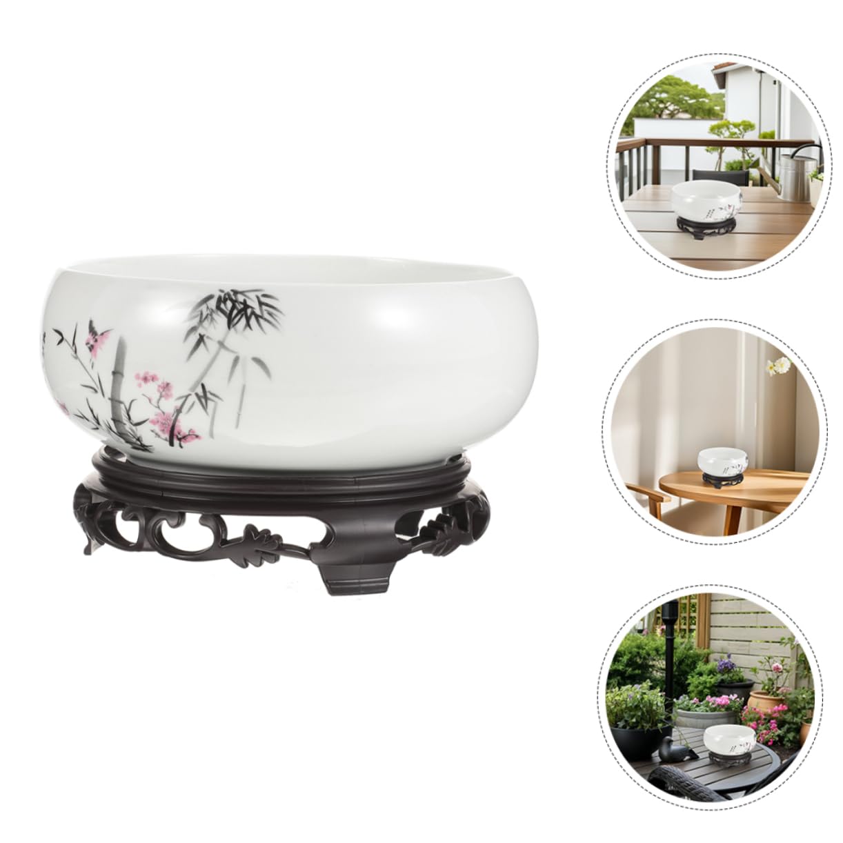 TOYANDONA Duża Okrągła Ceramiczna Doniczka Kwiaty Stylu Azjatyckim Porcelanowa Lotosu bez Otworu Drenażowego Dekoracyjna Do Hydroponiki i Aranżacji Kwiatów Trwała i Elegancka