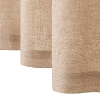 Vista 6 de JINCHAN cortinas de mezcla de lino para sala de estar, con bolsillo para cortinero y trabillas traseras, paneles para dormitorio y puerta de patio